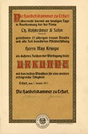 Urkunde Jubiläum Max Kruspe Fa. Ch. Rohkrämer & Sohn GmbH Erfurt 1917